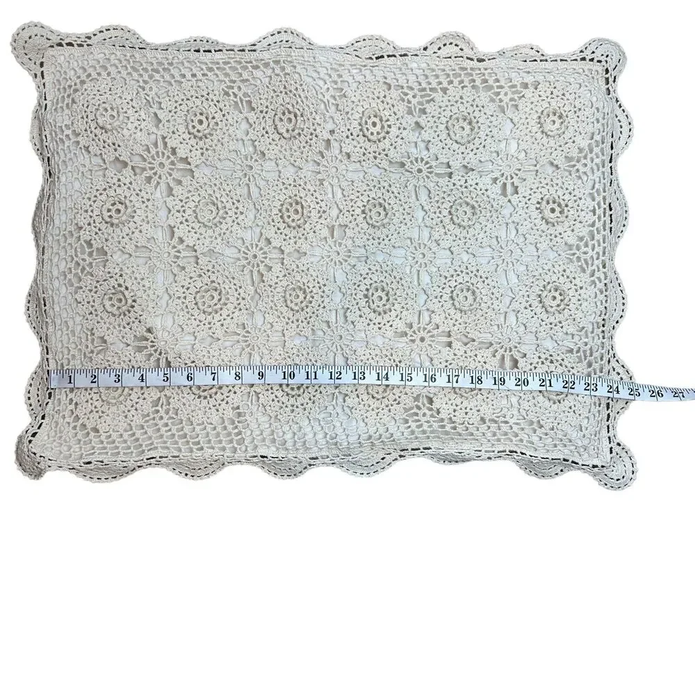 Crochet Pillow Sham Pillow Case Queen/Twin Neutral